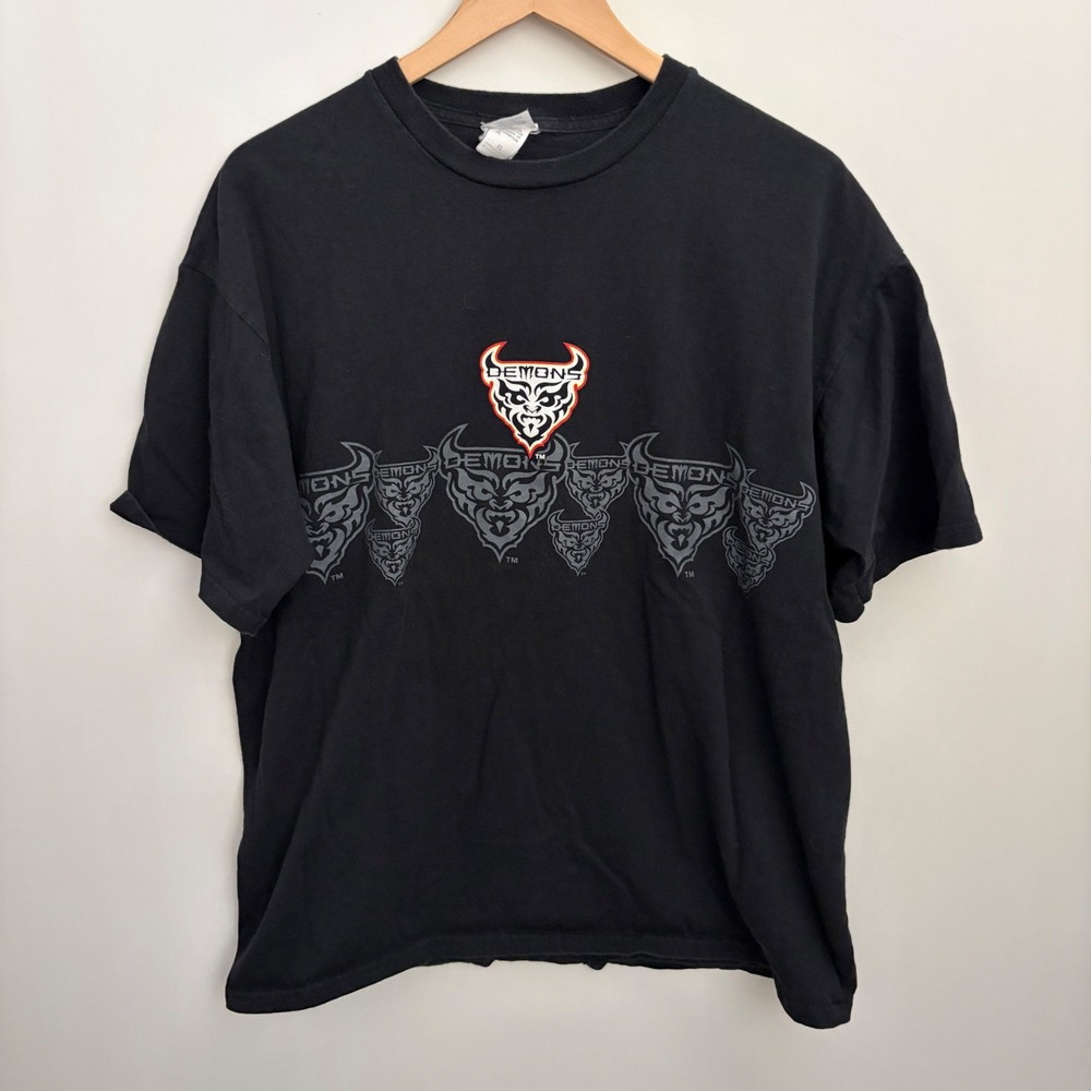 SF San Francisco Demons XFL Vintage Black Graphic T-Shirt Mens Size XL Top Tee